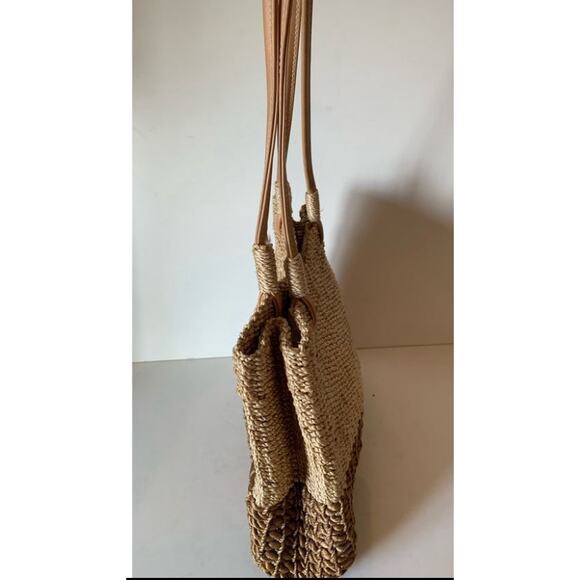 Beach coastal weaved shoulder bag brown and tan - Picture 4 of 7